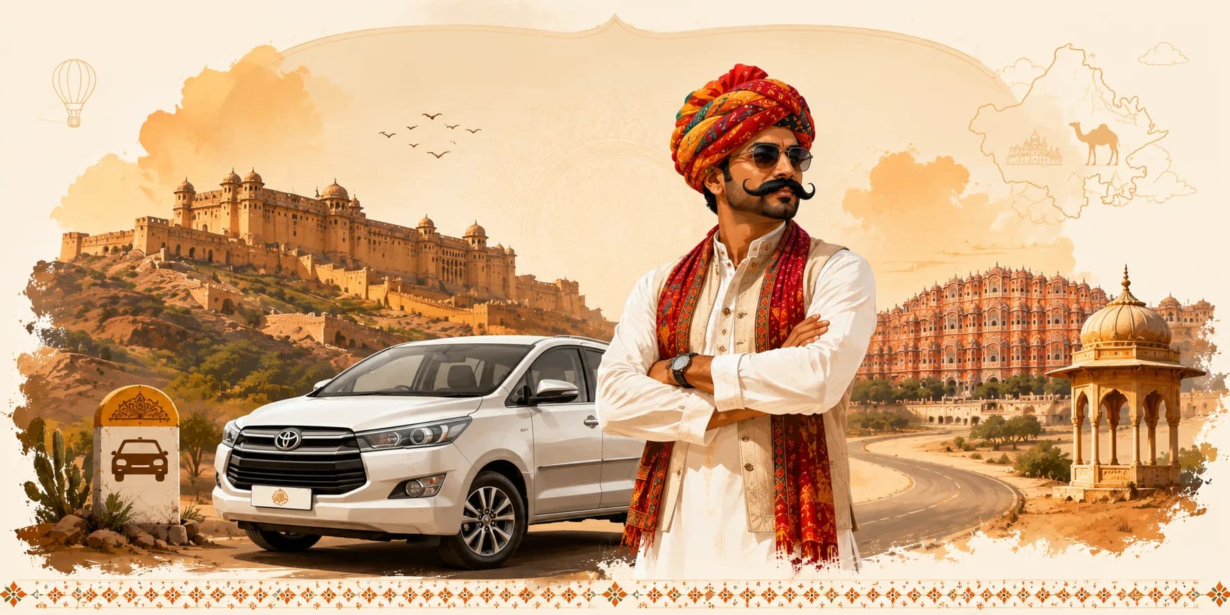 Car rental across Rajasthan with professional drivers